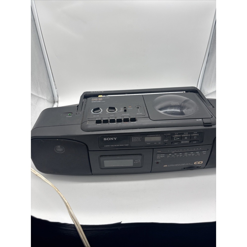 Sony CFD-50 Vintage CD Player  AM/FM Radio Tested. Tape Needs Repair